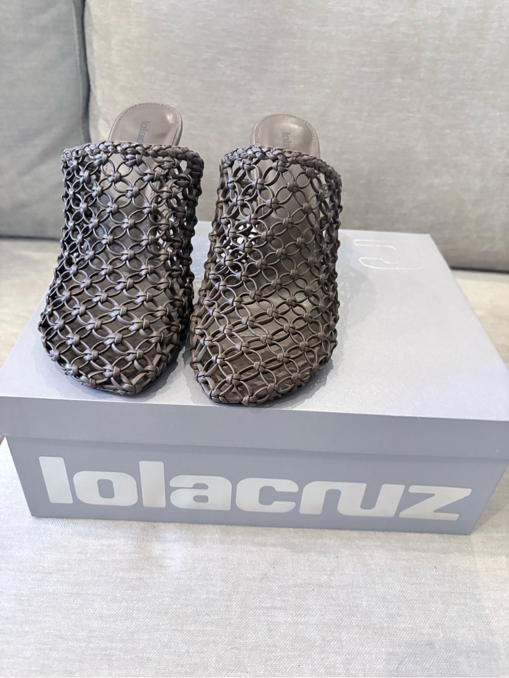 Lola Cruz Gara Woven Mule Heels Dark Brown Size 38 Anthropologie